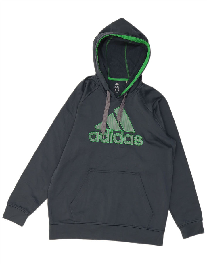 ADIDAS Mens Graphic Hoodie Jumper Large Navy Blue Polyester