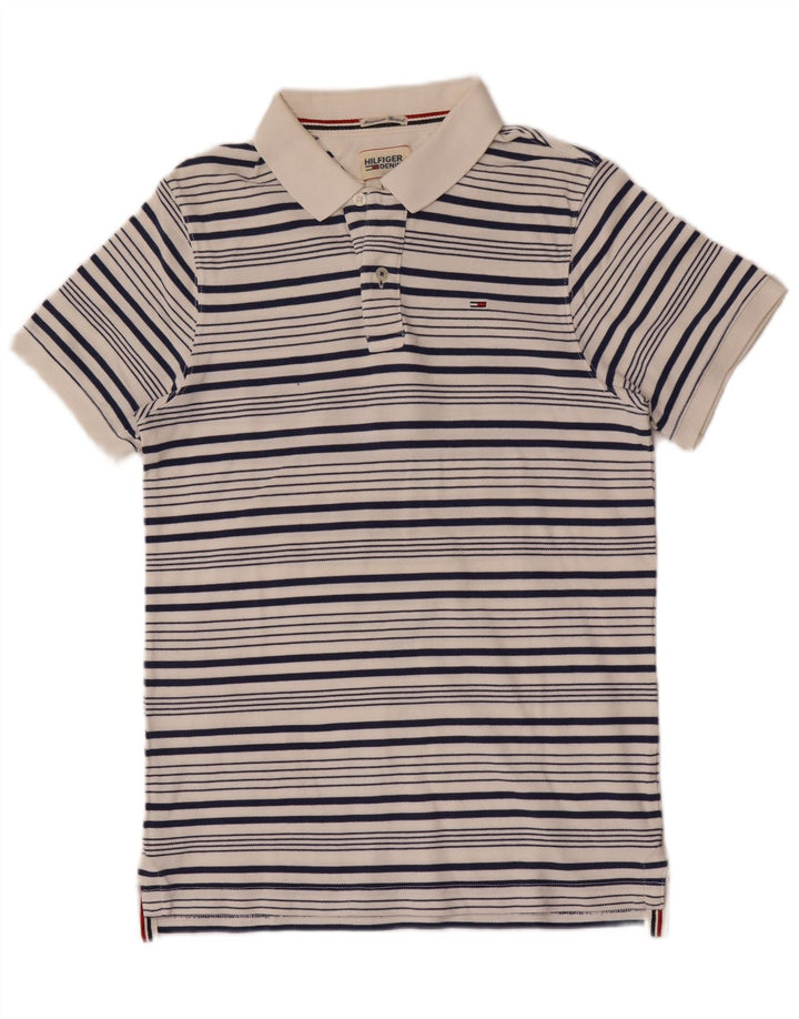 Tommy Hilfiger Mens Polo Shirt Medium White Striped