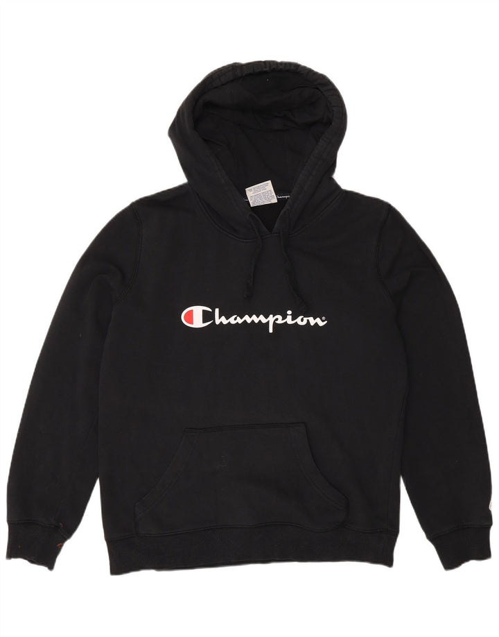Champion Womens Graphic Hoodie Jumper UK 14 Medium Black