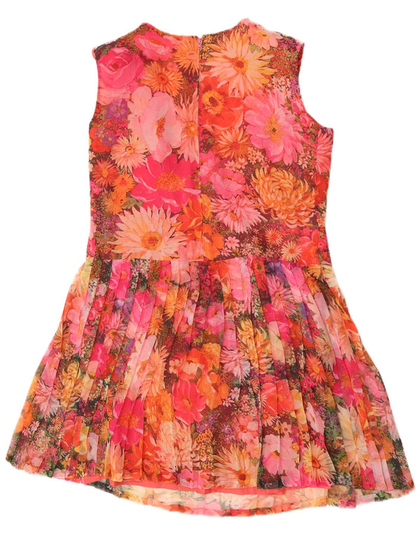 Vintage Womens Sleeveless A-Line Dress UK 14 Large Multicoloured Floral
