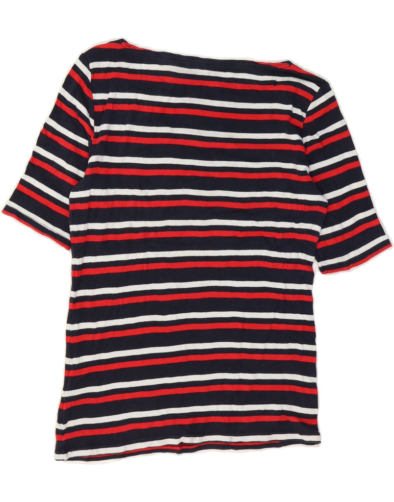 TOMMY HILFIGER Womens T-Shirt Top UK 12 Medium Black Striped Cotton Vintage Tommy Hilfiger and Second-Hand Tommy Hilfiger from Messina Hembry 