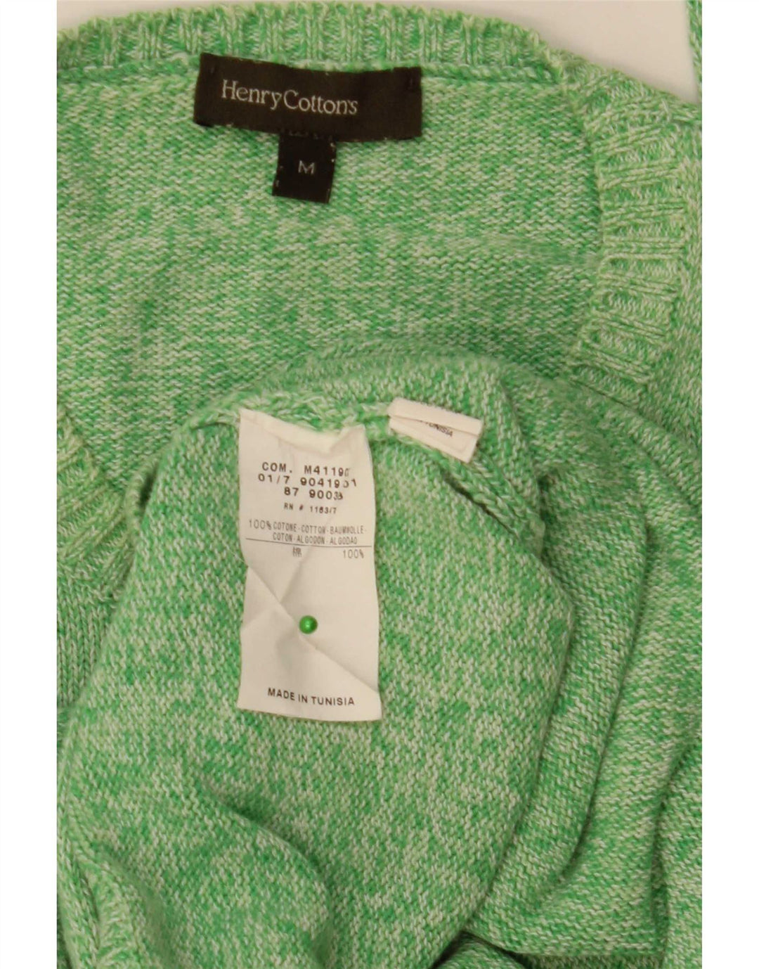 Henry Cottons Mens Crew Neck Jumper Sweater Medium Green Cotton