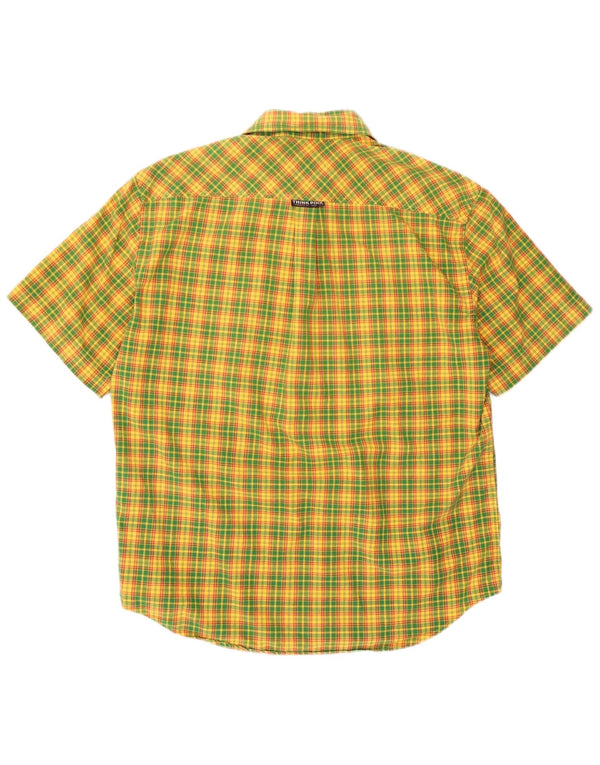 Think Pink Mens Short Sleeve Shirt Small Yellow Check Cotton