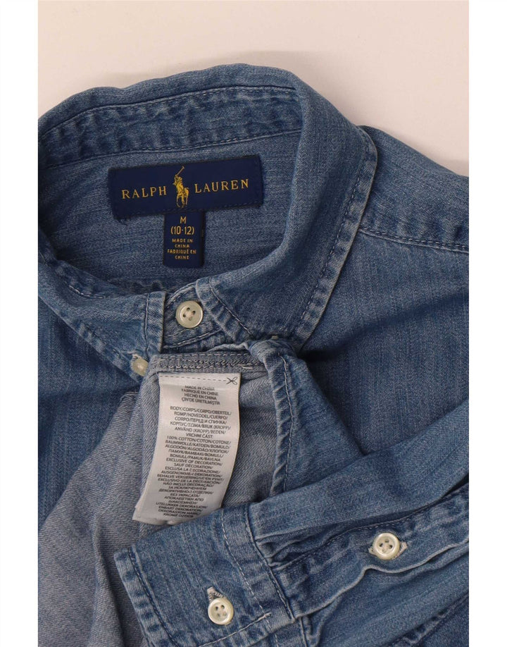 Ralph Lauren Boys Denim Shirt 10-11 Years Medium Blue Cotton