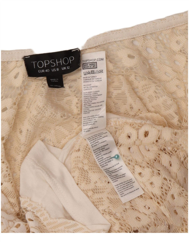Topshop Womens Crop Lace Cami Top UK 12 Medium Off White Floral Polyester