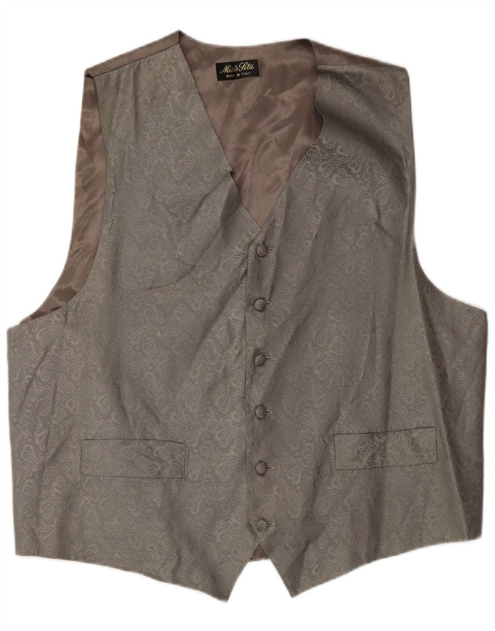 Vintage Mens Waistcoat Large Grey Paisley