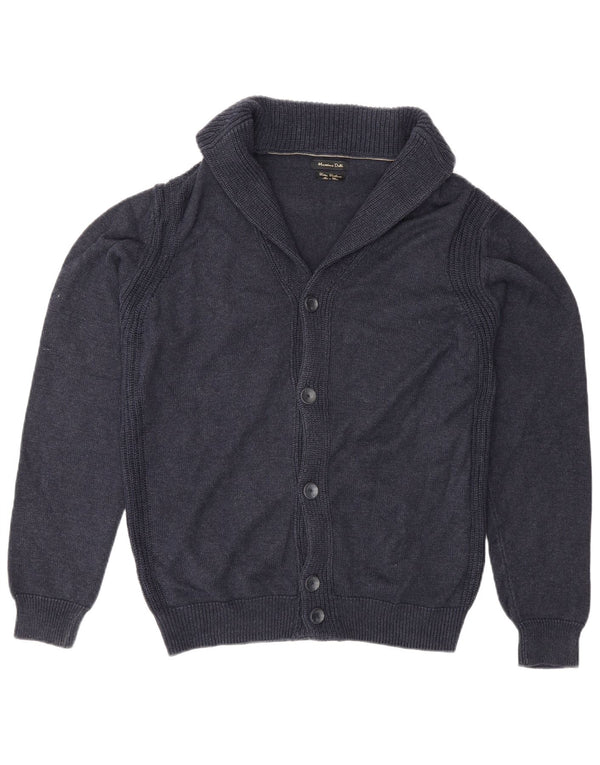 Massimo Dutti Mens Cardigan Sweater Medium Navy Blue Cotton