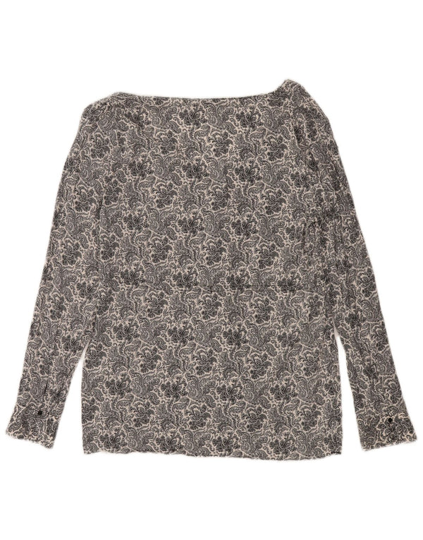 Zara Womens Trafaluc Top Long Sleeve UK 12 Medium Navy Blue Paisley Viscose