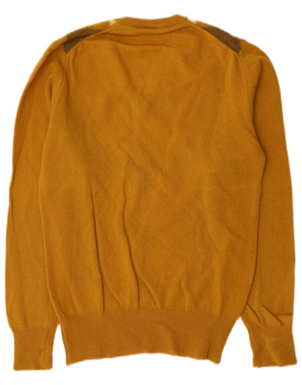 Cutty Sark Mens V-Neck Jumper Sweater Small Yellow Argyle/Diamond Wool