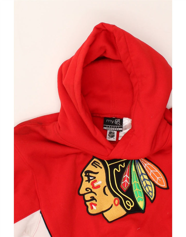 NHL Boys Hockey Abstract Pattern Hoodie Jumper 8-9 Years Red Colourblock | Vintage NHL | Thrift | Second-Hand NHL | Used Clothing | Messina Hembry 