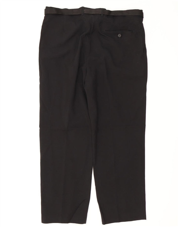 MARKS & SPENCER Mens Regular Fit Chino Trousers W36 L29 Black Polyester