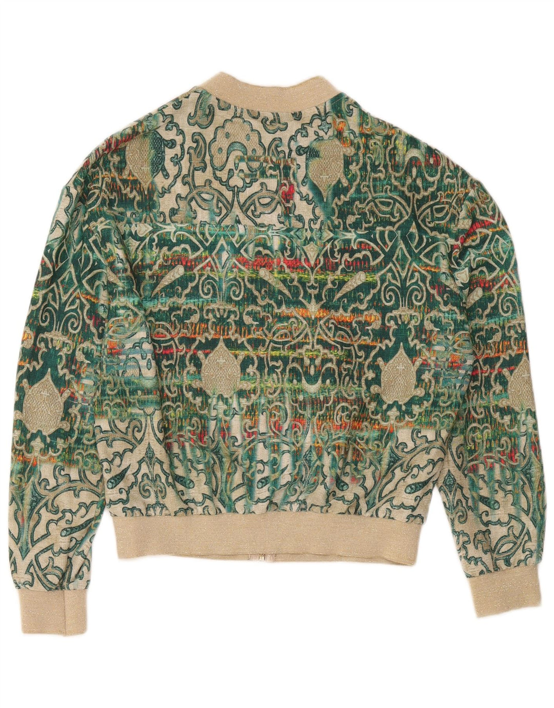 Vintage Womens Bomber Jacket EU 38 Medium Green Paisley