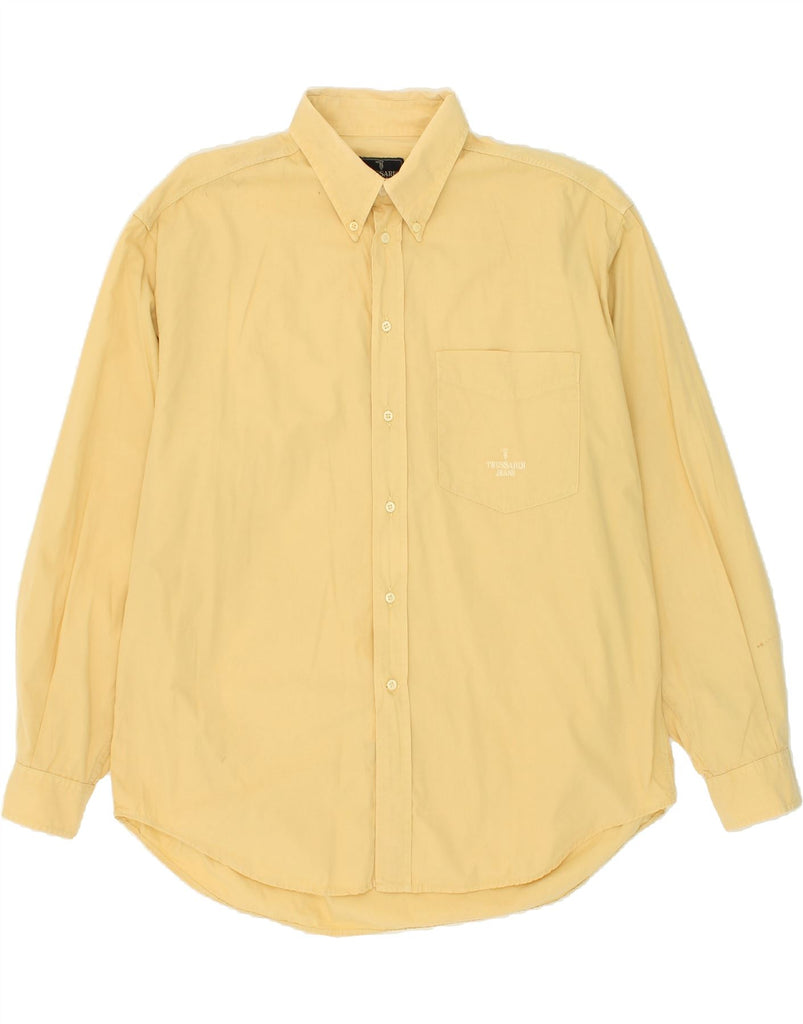 TRUSSARDI JEANS Mens Shirt XL Yellow Cotton Vintage Trussardi Jeans and Second-Hand Trussardi Jeans from Messina Hembry 