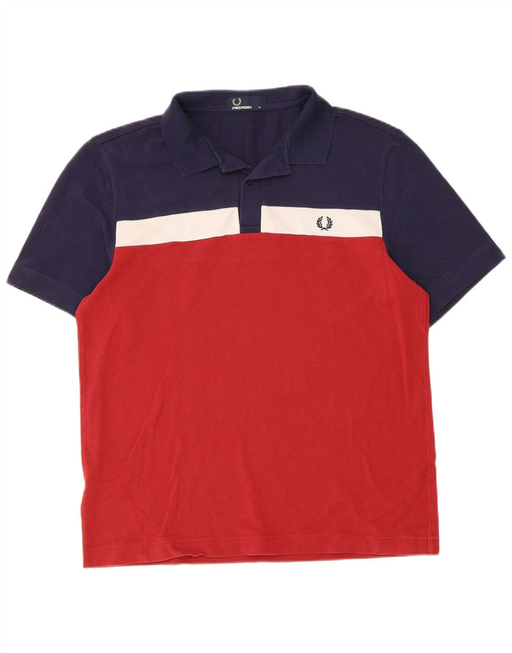 Fred Perry Mens Polo Shirt Medium Multicoloured Colourblock Cotton