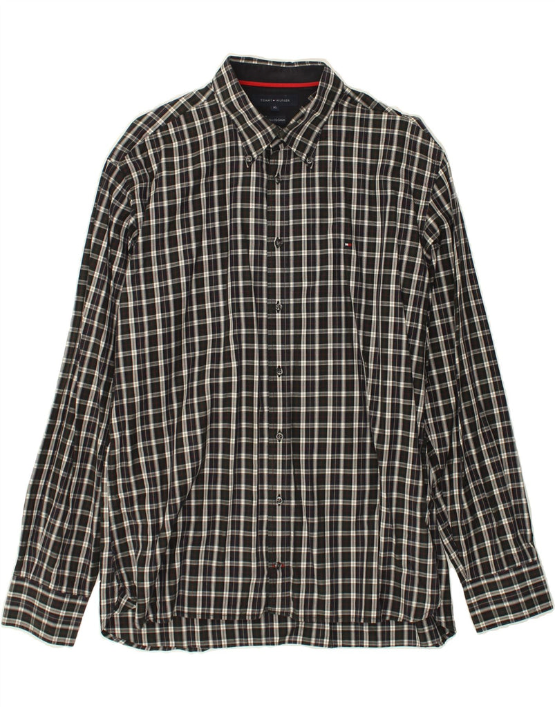 TOMMY HILFIGER Mens Shirt XL Black Check Cotton | Vintage Tommy Hilfiger | Thrift | Second-Hand Tommy Hilfiger | Used Clothing | Messina Hembry 