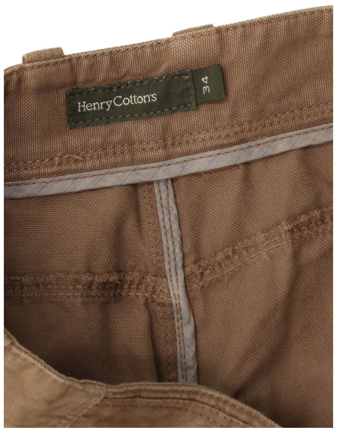 HENRY COTTONS Mens Straight Casual Trousers W34 L34 Beige Cotton