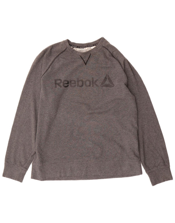 Reebok Mens Graphic Sweatshirt Jumper Large Grey Cotton