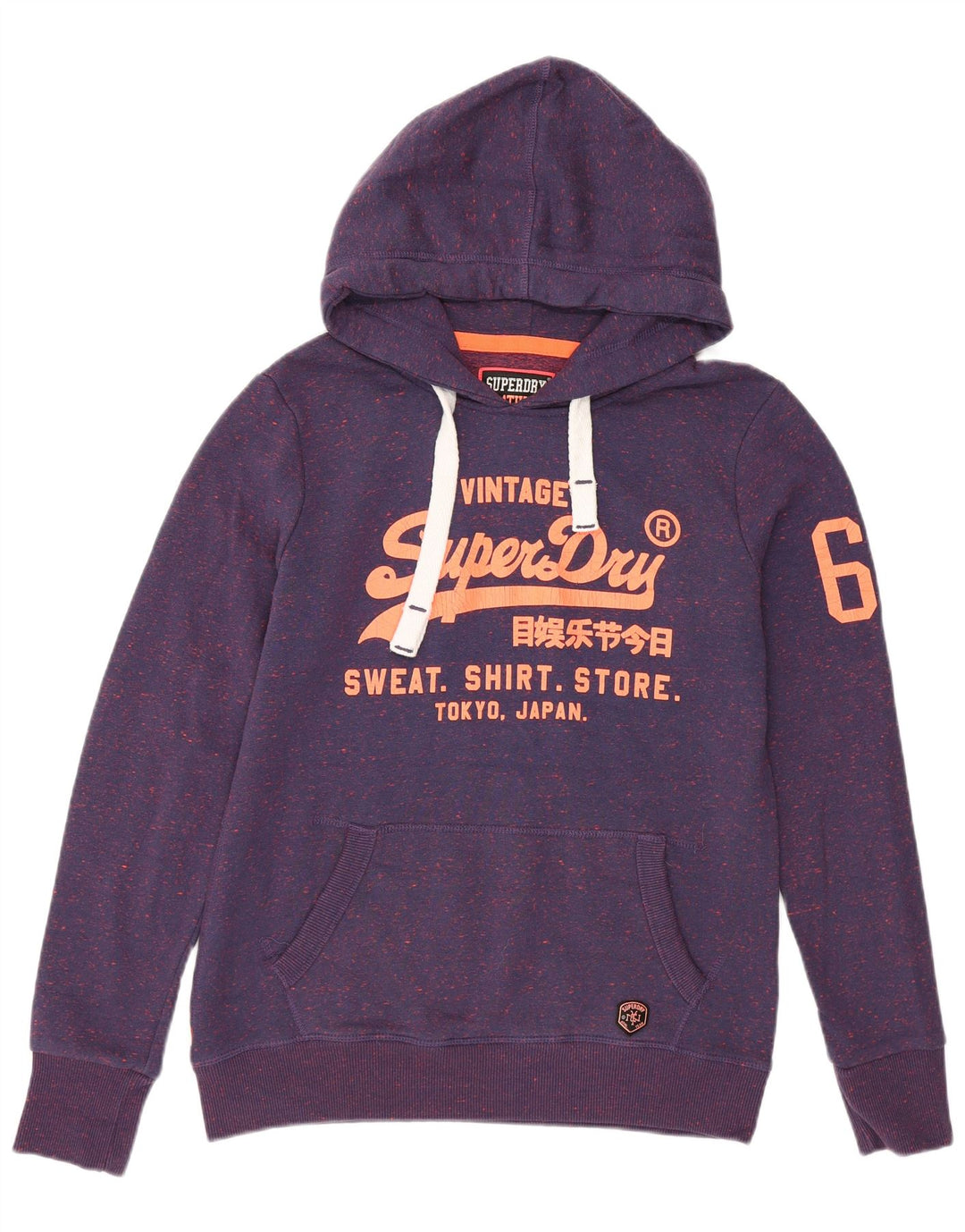 SUPERDRY Mens Graphic Hoodie Jumper Medium Purple Flecked Polyester