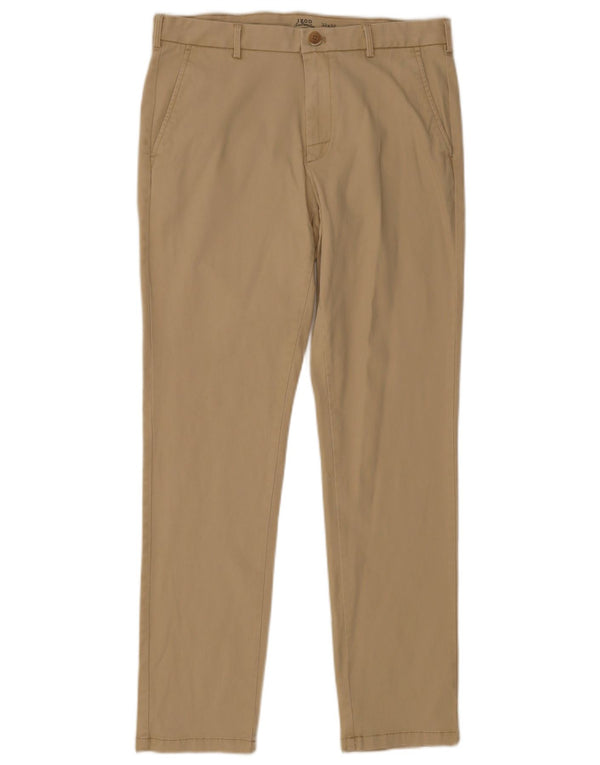 Izod Mens Salt Water Slim Fit Chino Trousers W32 L32 Beige Cotton