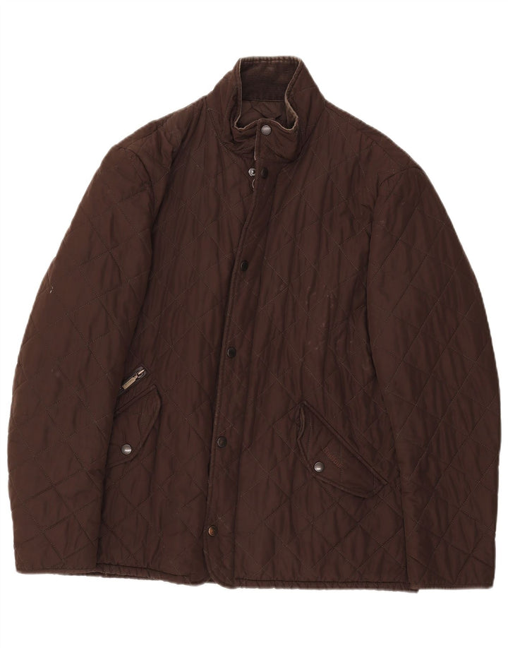 BARBOUR Mens Quilted Jacket UK 40 Large Brown Polyester