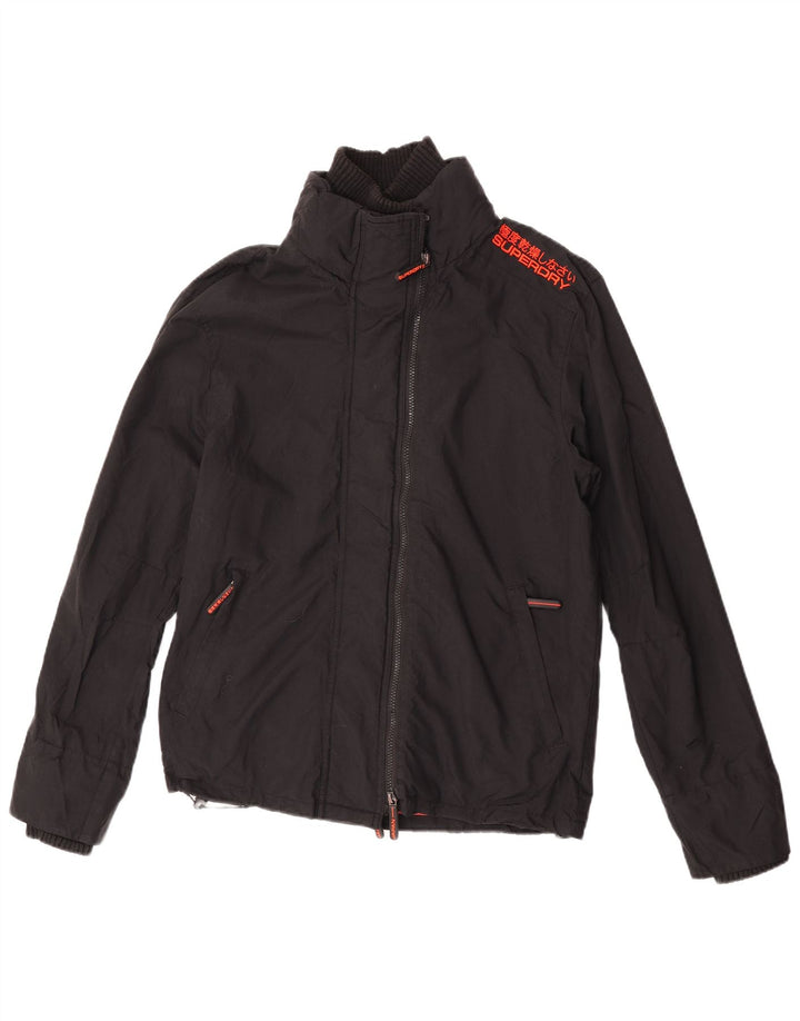 Superdry Womens Rain Jacket UK 16 Large Black Nylon