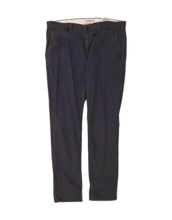 Jack & Jones Mens Slim Chino Trousers W34 L29 Navy Blue Cotton