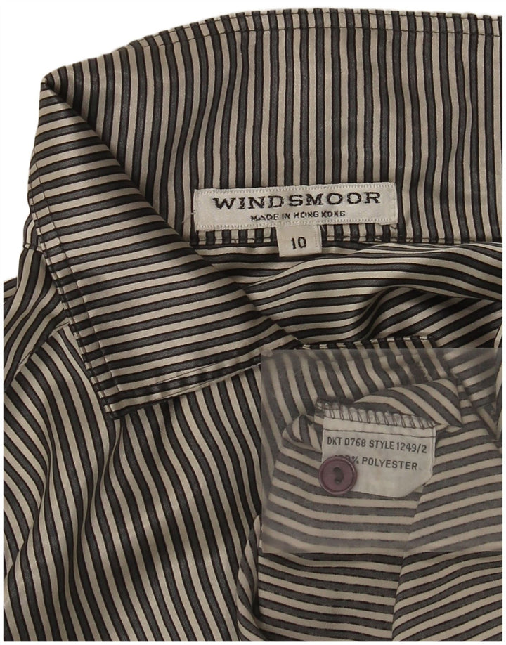 Windsmoor Womens Shirt Blouse US 10 Large Grey Striped Polyester