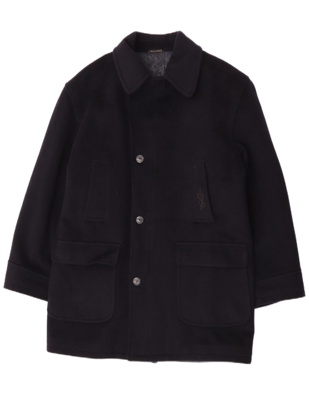 Yachting Club Mens Overcoat IT 50 Large Navy Blue Wool
