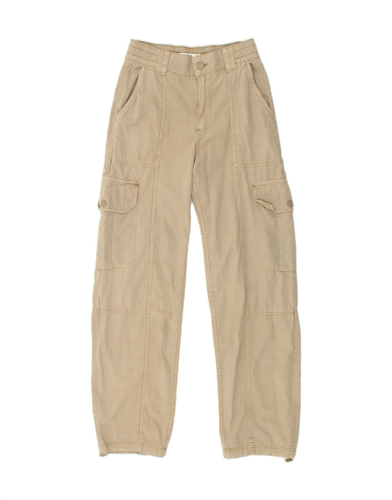 PULL & BEAR Womens Straight Cargo Trousers EU 34 2XS W24 L29 Beige Cotton | Vintage Pull & Bear | Thrift | Second-Hand Pull & Bear | Used Clothing | Messina Hembry 