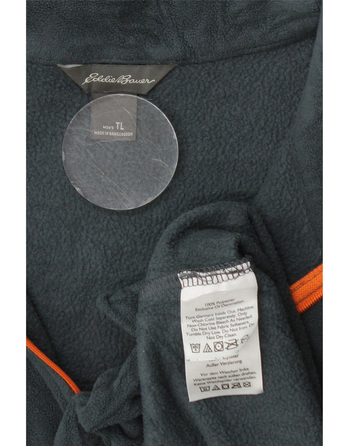 Eddie Bauer Mens Zip Neck Fleece Jumper Large Navy Blue Polyester