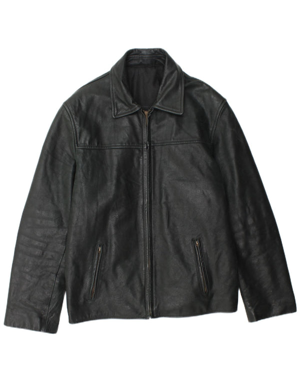 Vintage Mens Leather Jacket UK 38 Medium Black Leather