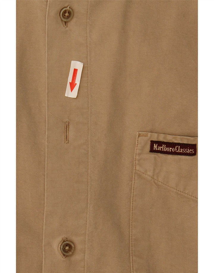 Marlboro Classics Mens Shirt Large Beige Cotton