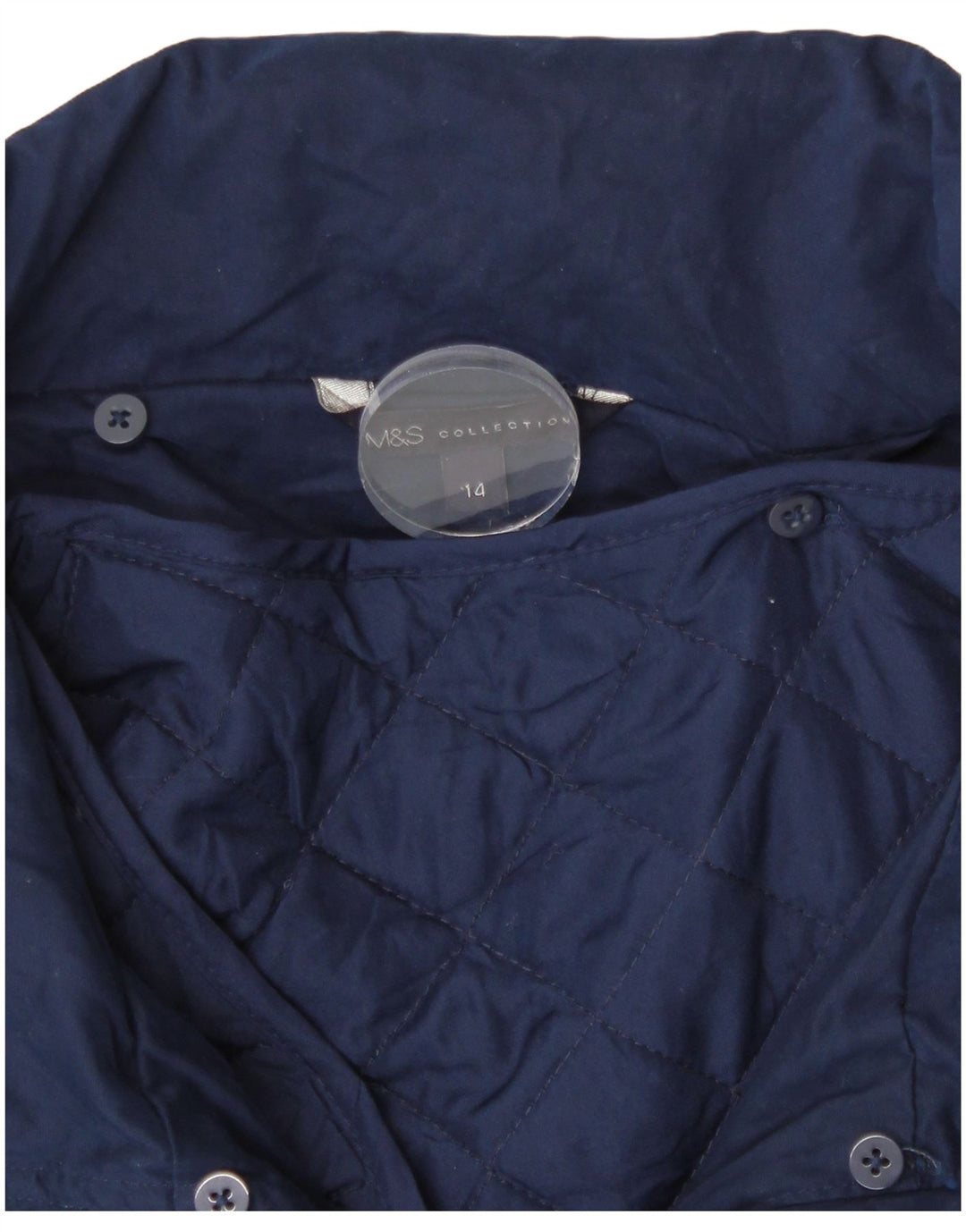Marks & Spencer Womens Hooded Rain Jacket UK 14 Medium Navy Blue Polyester