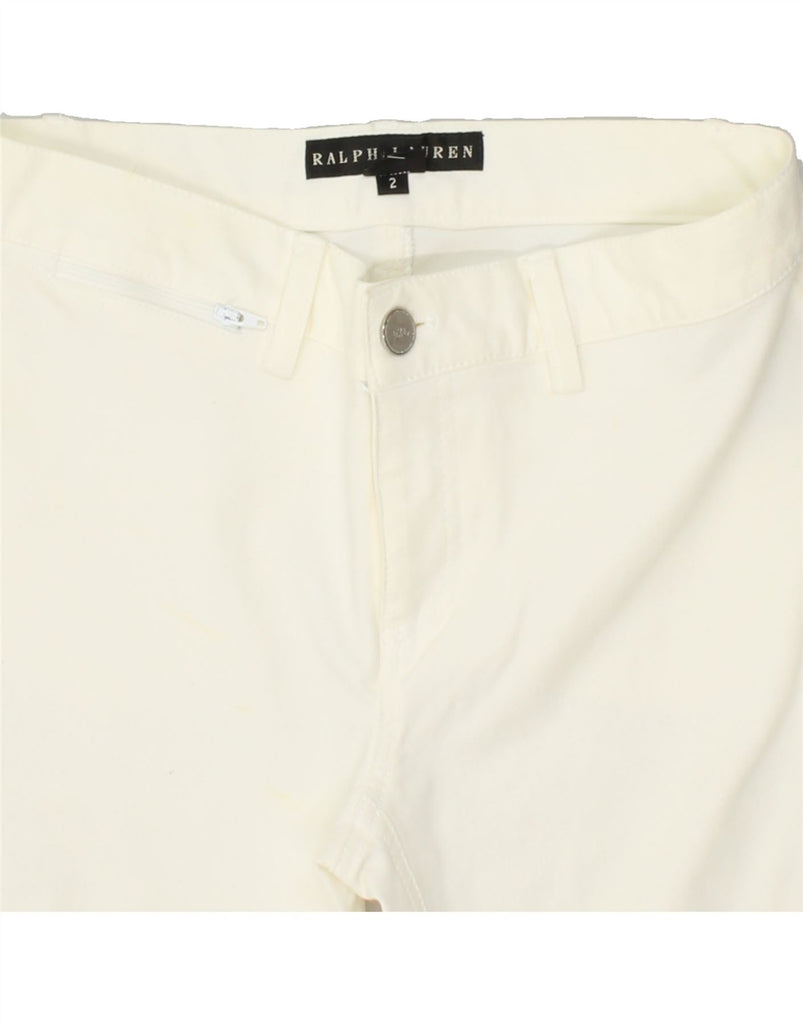 RALPH LAUREN Womens Slim Cropped Trousers US 2 XS W26 L25 White Cotton Vintage Ralph Lauren and Second-Hand Ralph Lauren from Messina Hembry 