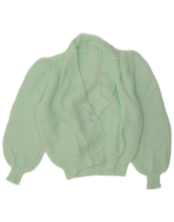 Vintage Womens Cardigan Sweater UK 14 Medium Turquoise