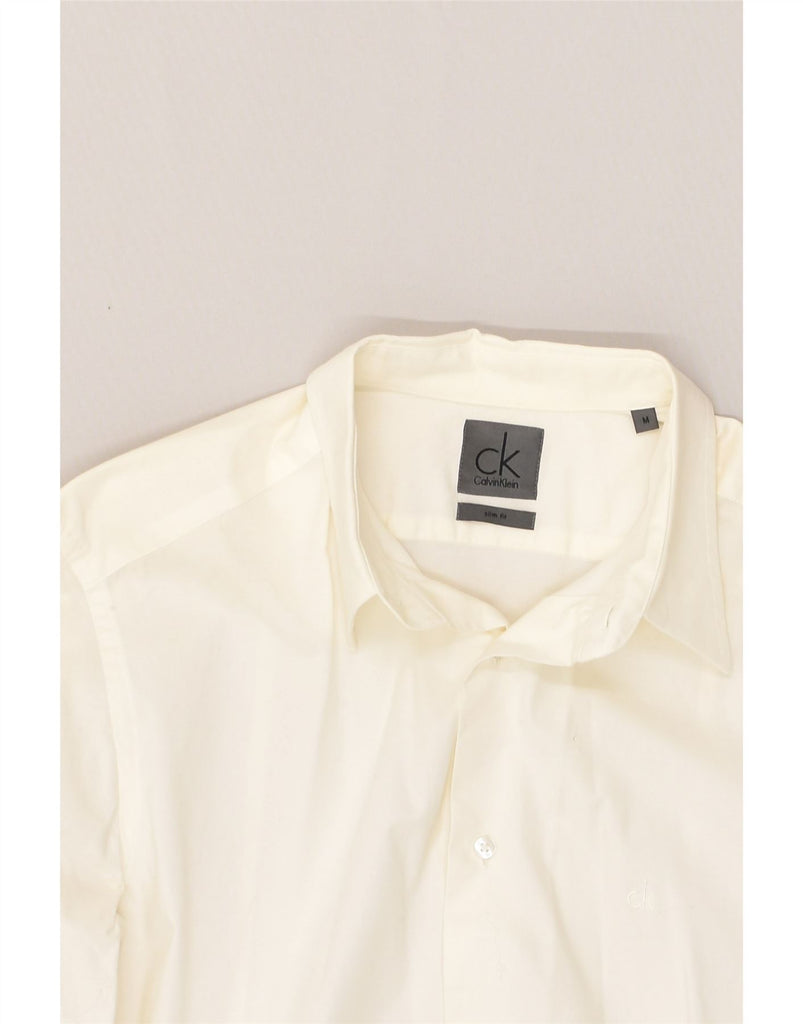 CALVIN KLEIN Mens Slim Fit Shirt Medium Off White Cotton | Vintage Calvin Klein | Thrift | Second-Hand Calvin Klein | Used Clothing | Messina Hembry 