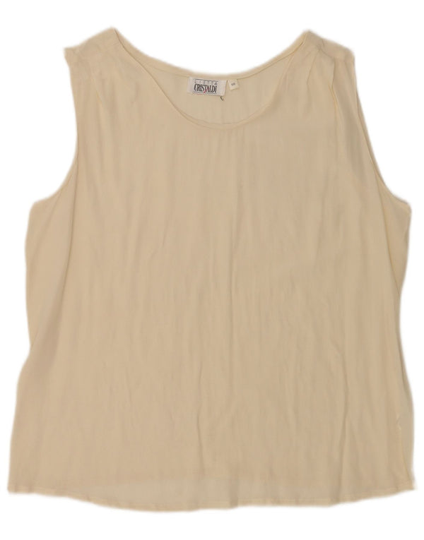 Cristaldi Womens Sleeveless Blouse Top IT 50 XL Beige Silk