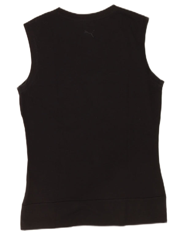 Puma Womens Graphic Vest Top UK 12 Medium Black Cotton