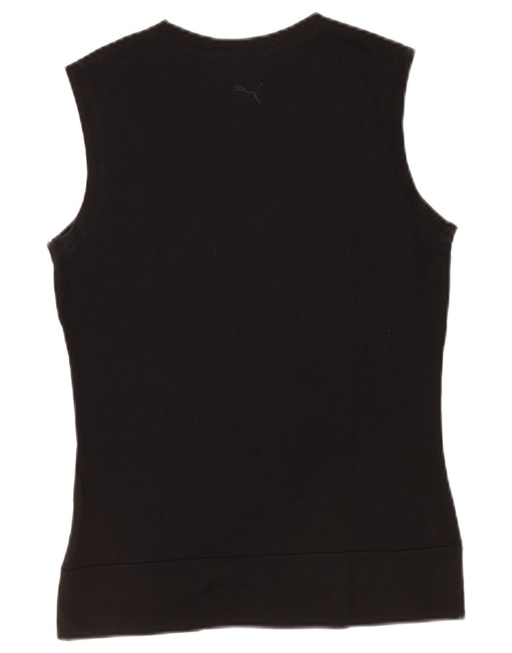 Puma Womens Graphic Vest Top UK 12 Medium Black Cotton