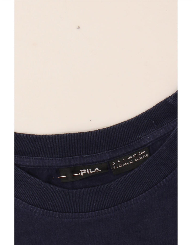 FILA Mens Graphic T-Shirt Top XL Navy Blue Cotton Vintage Fila and Second-Hand Fila from Messina Hembry 