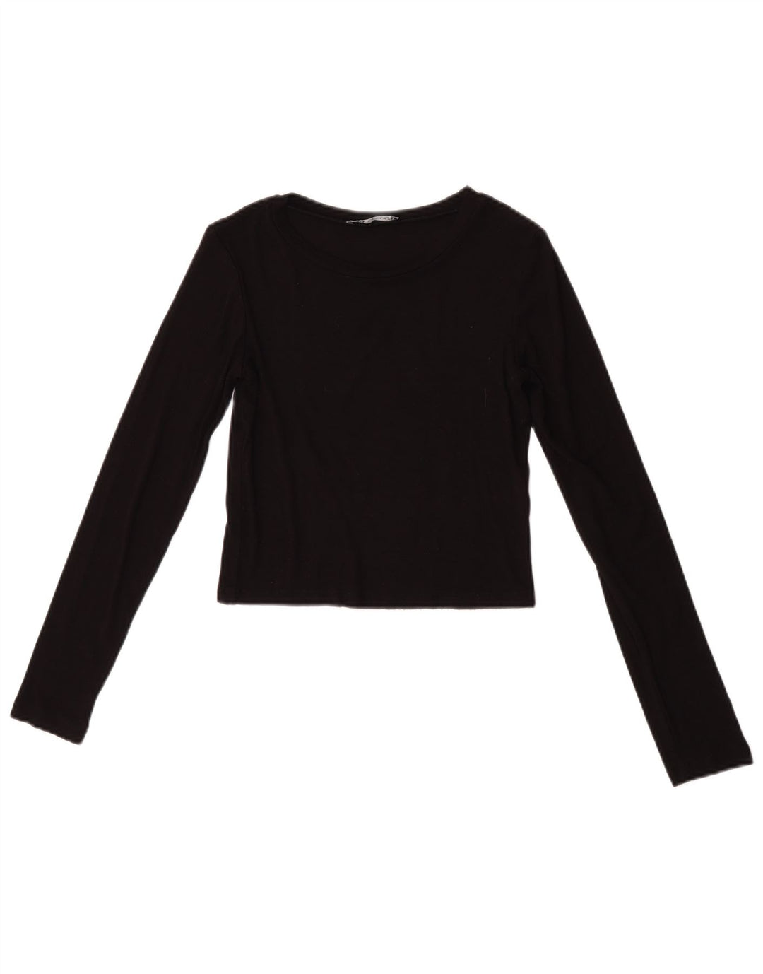 Zara Womens Crop Top Long Sleeve UK 8 Small Black