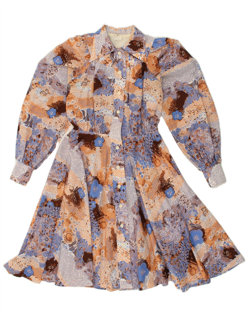 VINTAGE Womens Shirt Dress UK 12 Medium Multicoloured Floral Polyester | Vintage Vintage | Thrift | Second-Hand Vintage | Used Clothing | Messina Hembry 