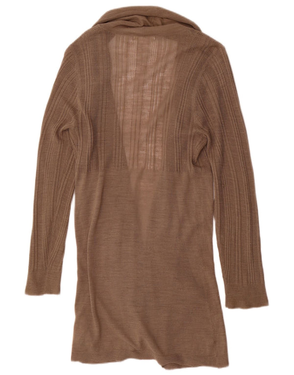 Marks & Spencer Womens Longline Open Cardigan Sweater UK 14 Medium Brown