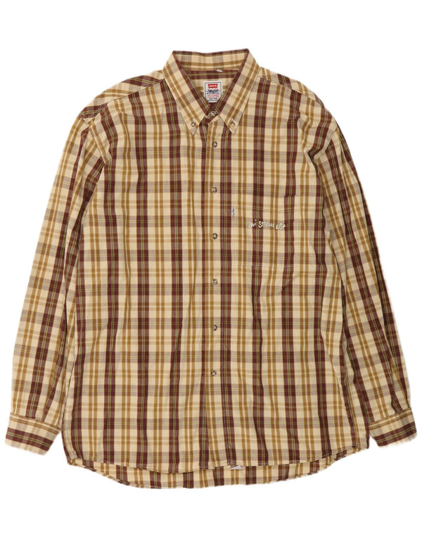 LEVI'S Mens Shirt XL Beige Check Cotton