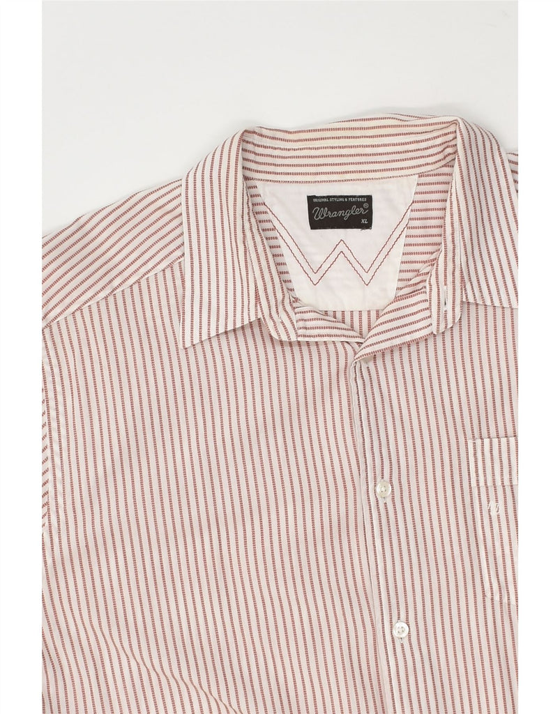 WRANGLER Mens Short Sleeve Shirt XL Red Pinstripe Cotton | Vintage Wrangler | Thrift | Second-Hand Wrangler | Used Clothing | Messina Hembry 