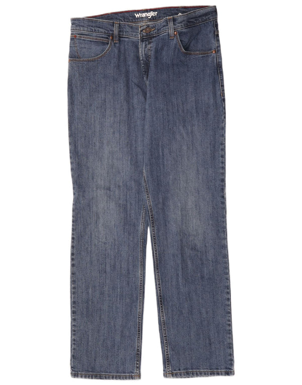 Wrangler Mens Straight Jeans W35 L32 Blue Cotton