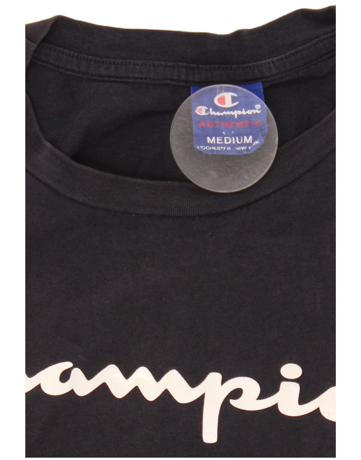 Champion Mens Graphic T-Shirt Top Medium Navy Blue Cotton