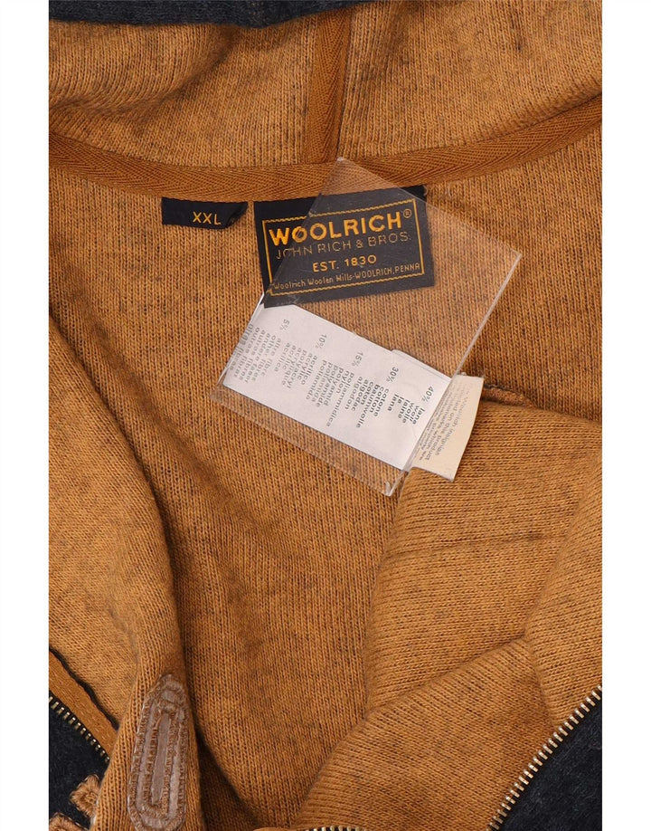 Woolrich Mens Graphic Zip Hoodie Sweater 2XL Navy Blue Wool