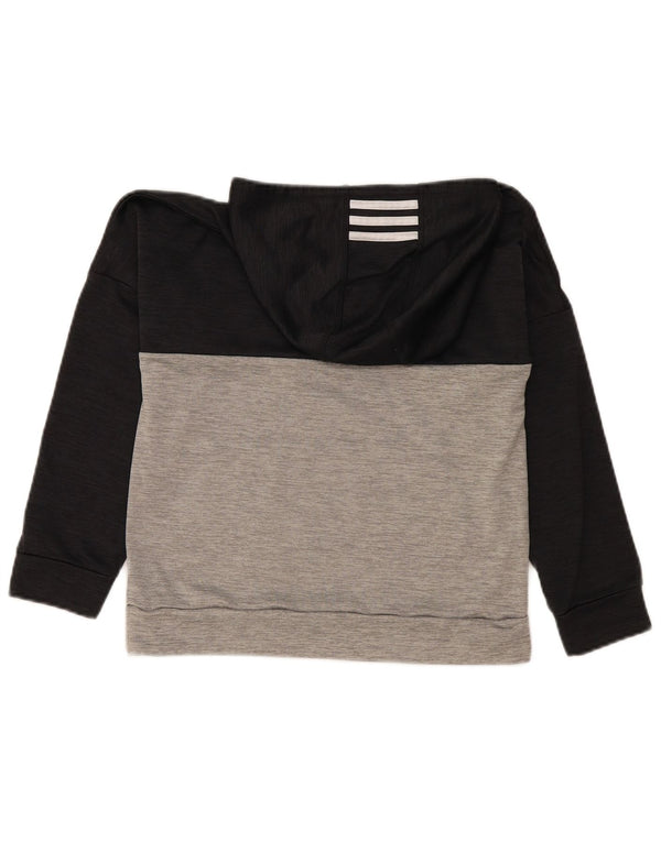 Adidas Boys Graphic Hoodie Jumper 10-11 Years Medium Grey Colourblock