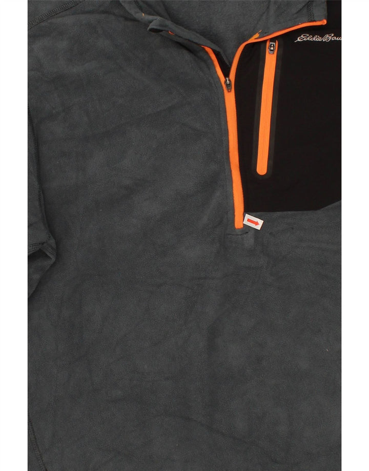 EDDIE BAUER Mens Zip Neck Fleece Jumper Large Grey Vintage Eddie Bauer and Second-Hand Eddie Bauer from Messina Hembry 